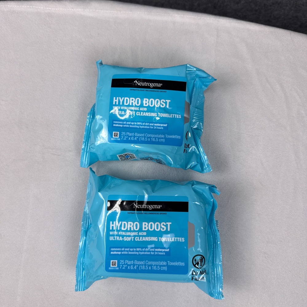 Neutrogena Hydro Boost Makeup Remover Wipes 2 Pack 50ct Hyaluronic Acid Blue